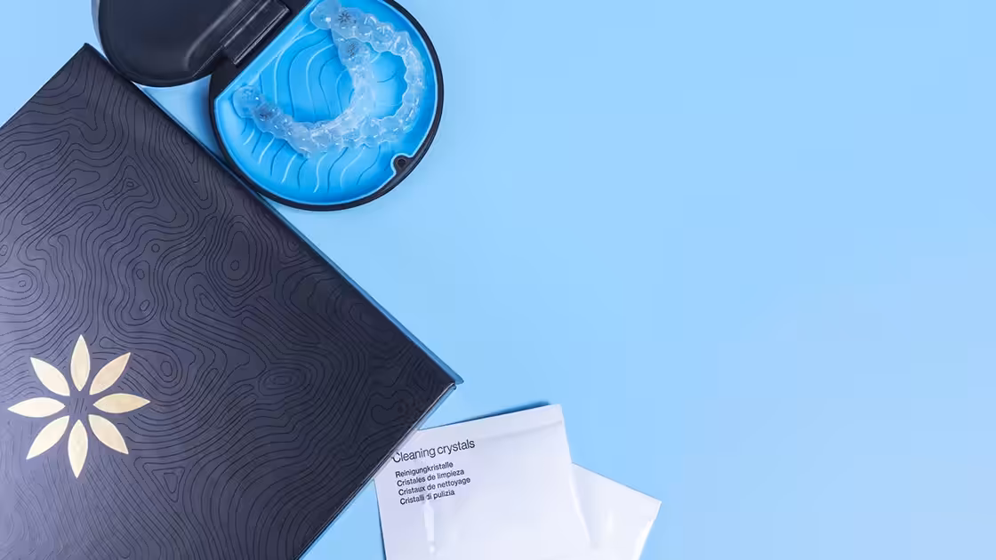 Clear Invisalign aligner, the removable alternative to traditional metal braces