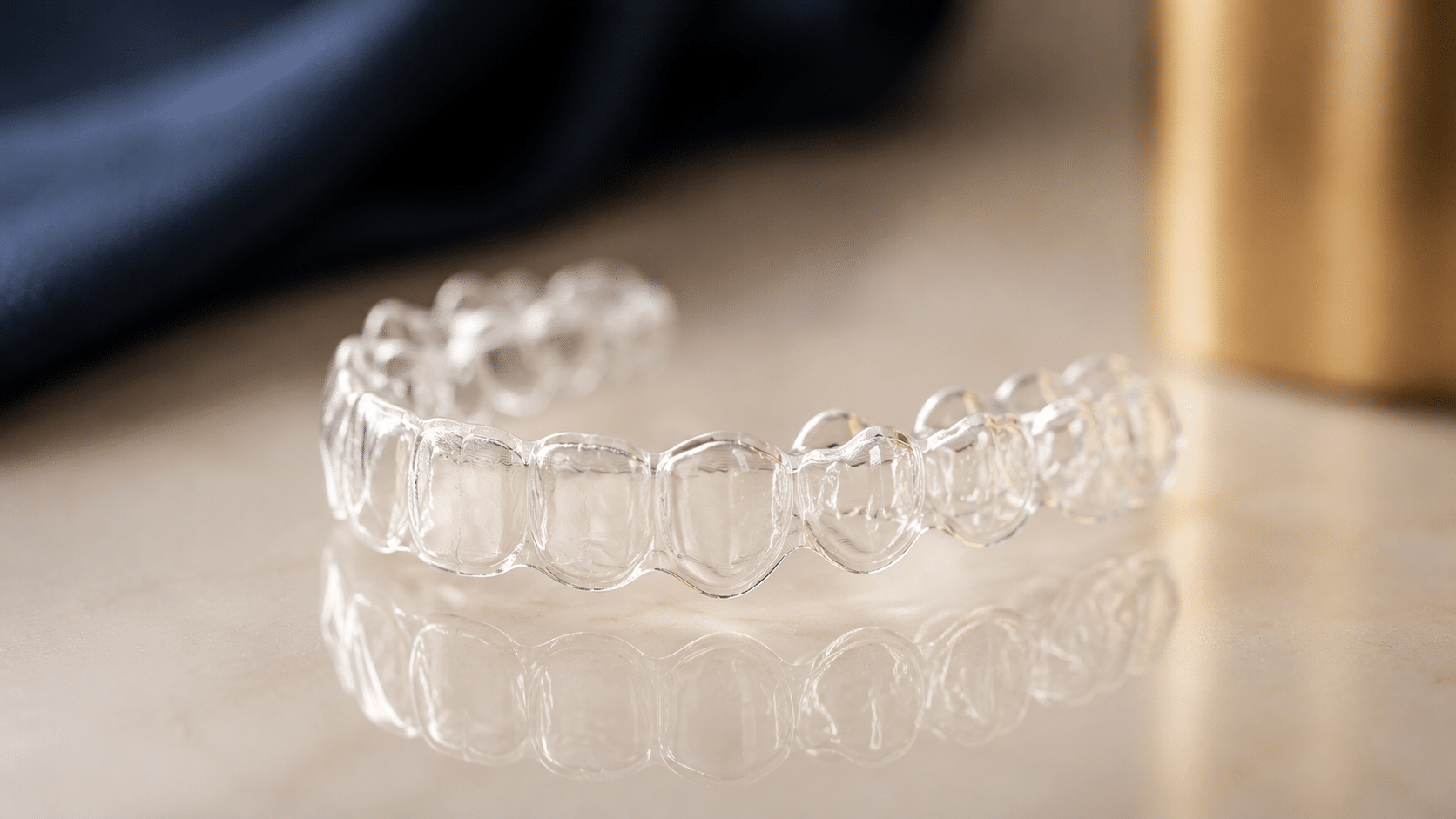 Clear Invisalign aligner, the removable alternative to traditional metal braces